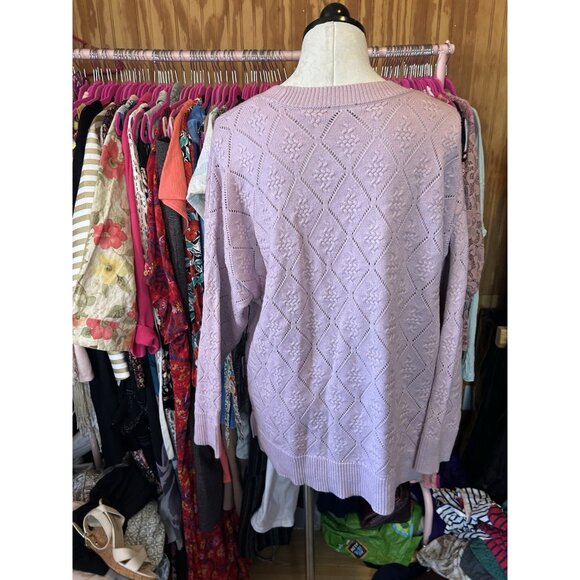 Cyrus Sweater Women's 1X Cocoon Pink Diamond Pattern Pullover Knit NWT Stretch - Picture 8 of 11